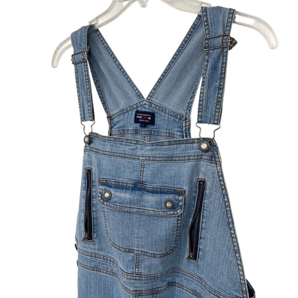 Cest Toi Womens L Stretch Denim Overalls Y2K Hip Hop Zipper Pockets American - Picture 10 of 16
